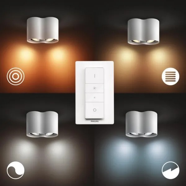 Spot LED dimabil Hue PILLAR 2xGU10/5W/230V Philips + telecomandă