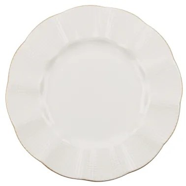 Set de veselă 24 piese, porțelan alb cu detalii aurii