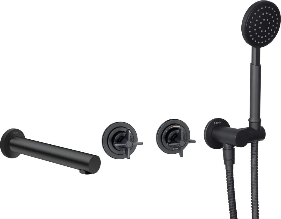 🚿 Set de duș TEMISTO, montare încastrată, cu pipa, finisaj nero – Cod BQT_N18P