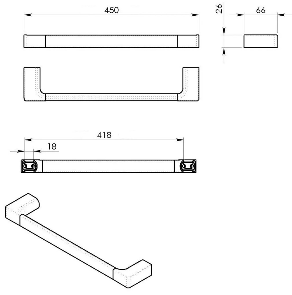 GEDY PI214588 Suport pentru prosoape Pirenei 45 x6,6 cm , auriu mat