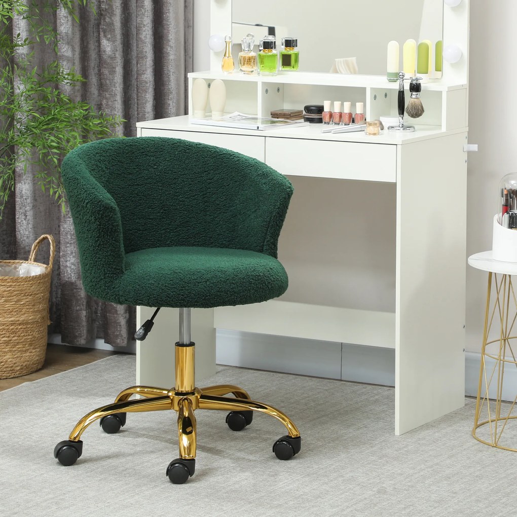 Vinsetto Scaun de birou, scaun de birou ergonomic reglabil în înălțime, scaun pivotant, picior din oțel, verde | Aosom Romania