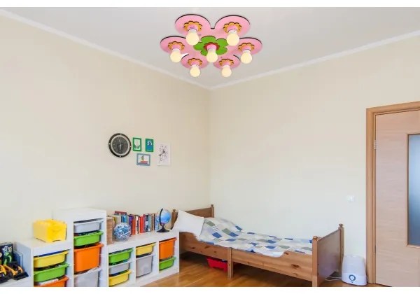 Plafonieră pentru copii LUCCA 7xE27/24W/230V roz