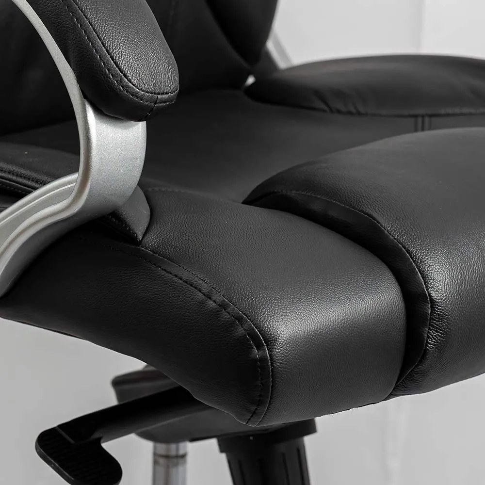 Scaun directorial din piele naturala cu bază cromată OFF 5860 negru