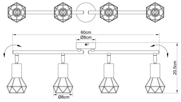 Spot XARA 4xE14/40W/230V Globo 54802S-4AB