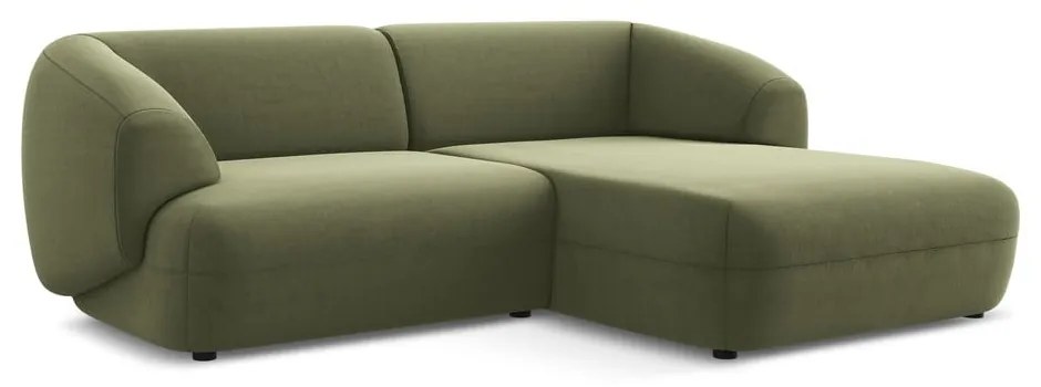 Colțar verde cu tapițerie din catifea (cu colț pe partea dreaptă) Moana – Makamii