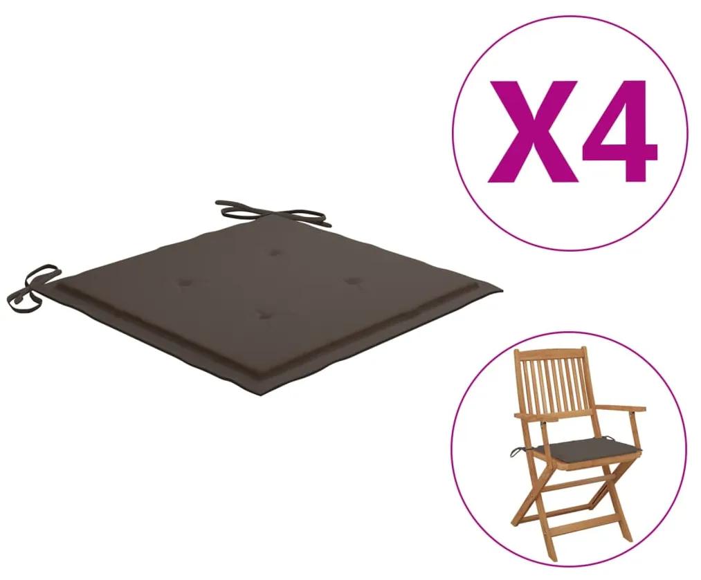 Perne scaun de gradina, 4 buc., gri taupe, 40x40x3 cm 4, Gri taupe, 40 x 40 x 3 cm