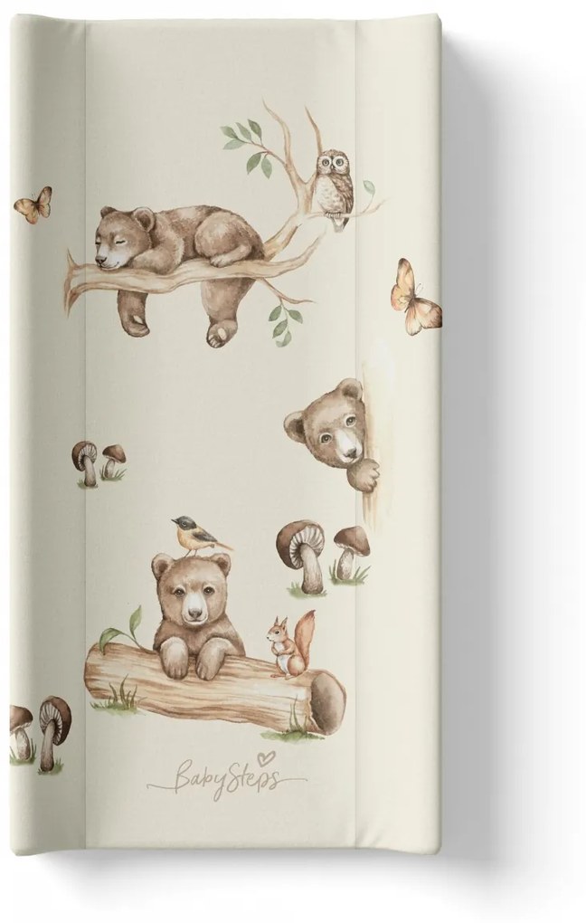 Saltea de infasat cu spate intarit si margini de protectie 50x80 cm, Happy Bear