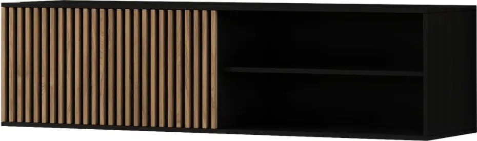 OFERTA Dulap TV suspendat MEORATI 150x40 cm, negru/stejar artizanat Calitatea II.