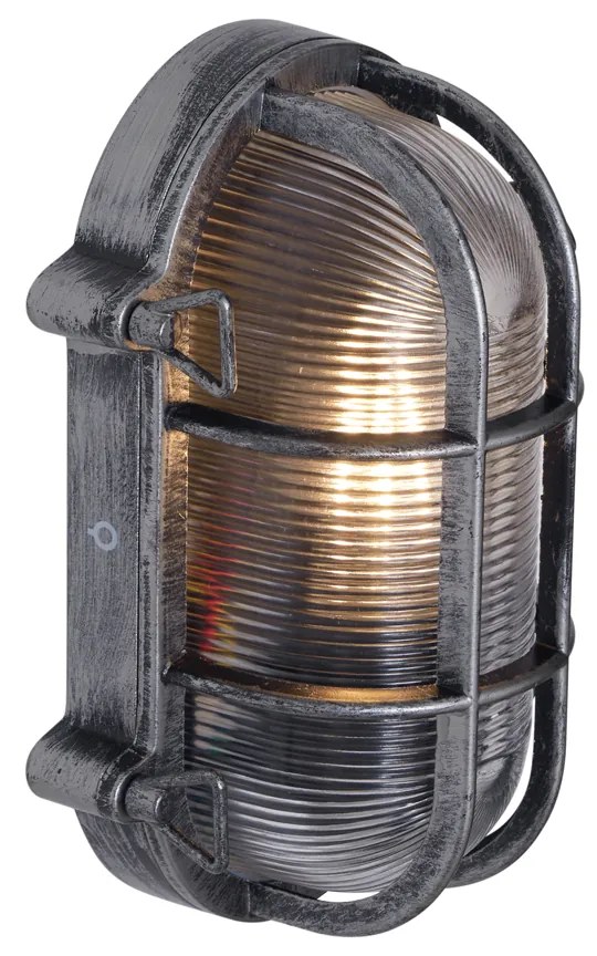 Lampă de perete de exterior argintie ovală IP44 - Noutica