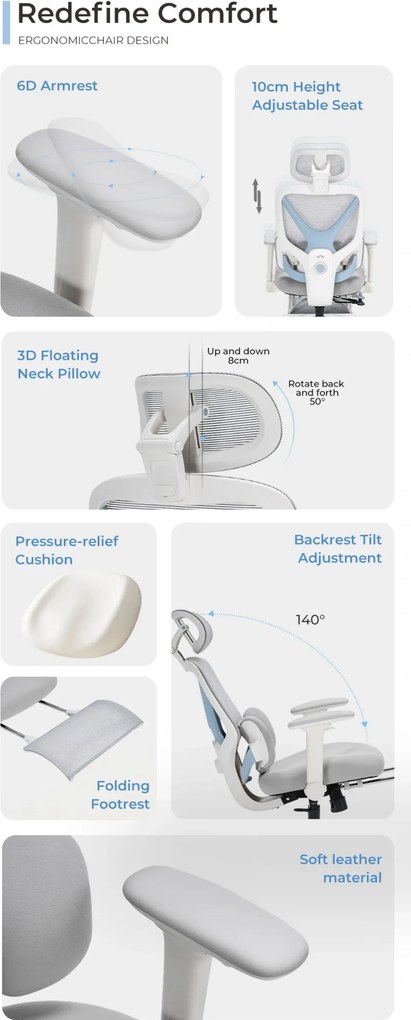 RESIGILAT- DeluxStar YX-977 NEXOR PRO FOAM SEAT – Scaun Ergonomic cu Suport Lombar 3D, Tetieră 3D, Cotiere 4D, Șezut Glisant, Înclinare 140°, Suport pentru Picioare, Gri