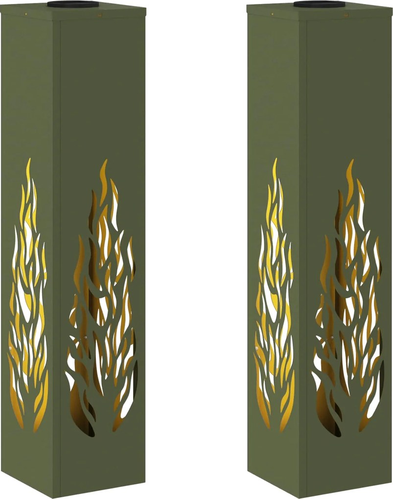 vidaXL Lumină LED Solară pentru Alei 2 pcs Verde măsliniu