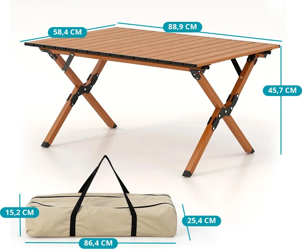 Masă de camping pliabilă din aluminiu cu geantă de transport