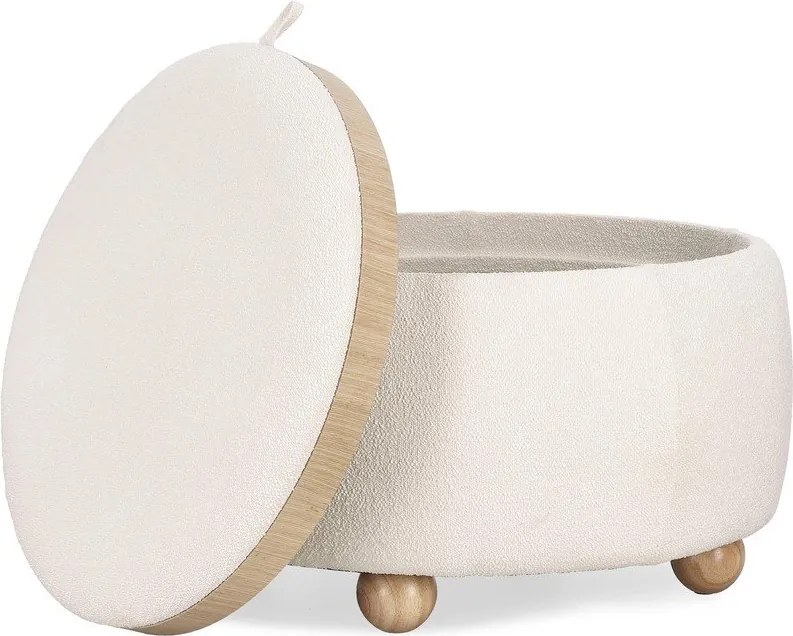 Puf crem cu tapițerie din țesătură bouclé Irisha – Bizzotto