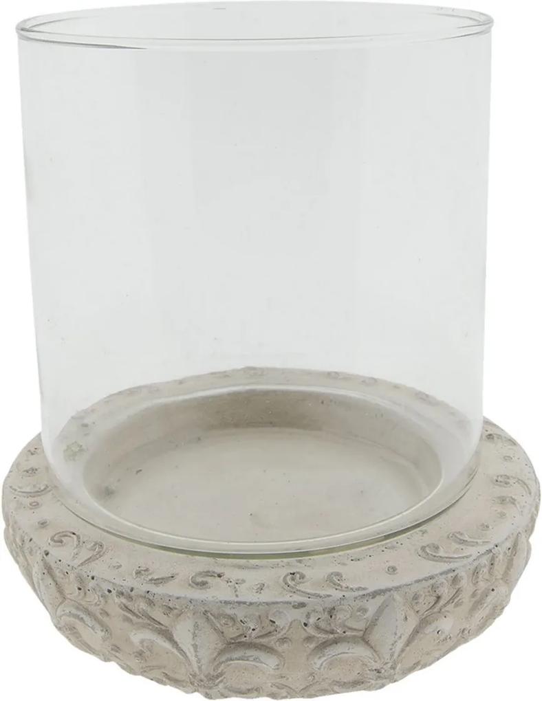 Suport lumanare din ceramica alba si sticla Ø 19 cm x 20 h