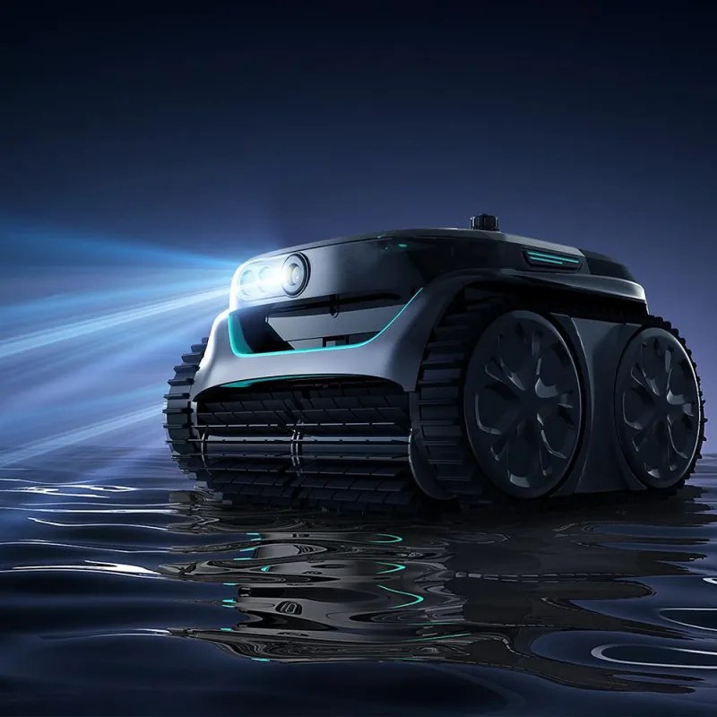 Robot fara fir pentru piscine Wybot C2 Pro Vision, 65 W, 180 min, 200 m², Camera AI, Filtrare dubla, Functii autonome, Negru