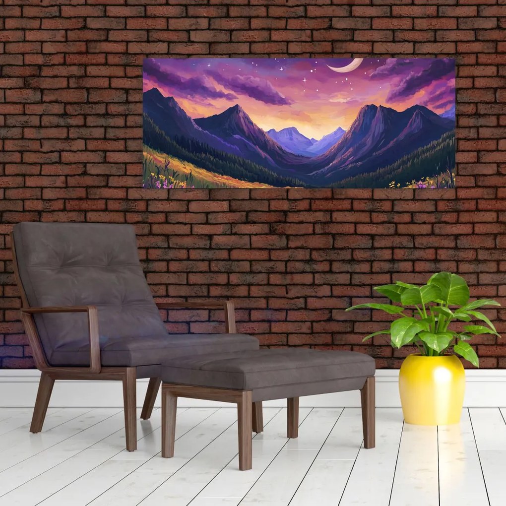 Tablou - Peisaj violet (120x50 cm)