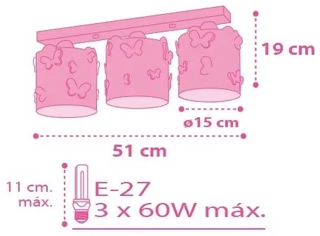 Dalber D-62143 - Plafoniera BUTTERFLY 3xE27/60W/230V