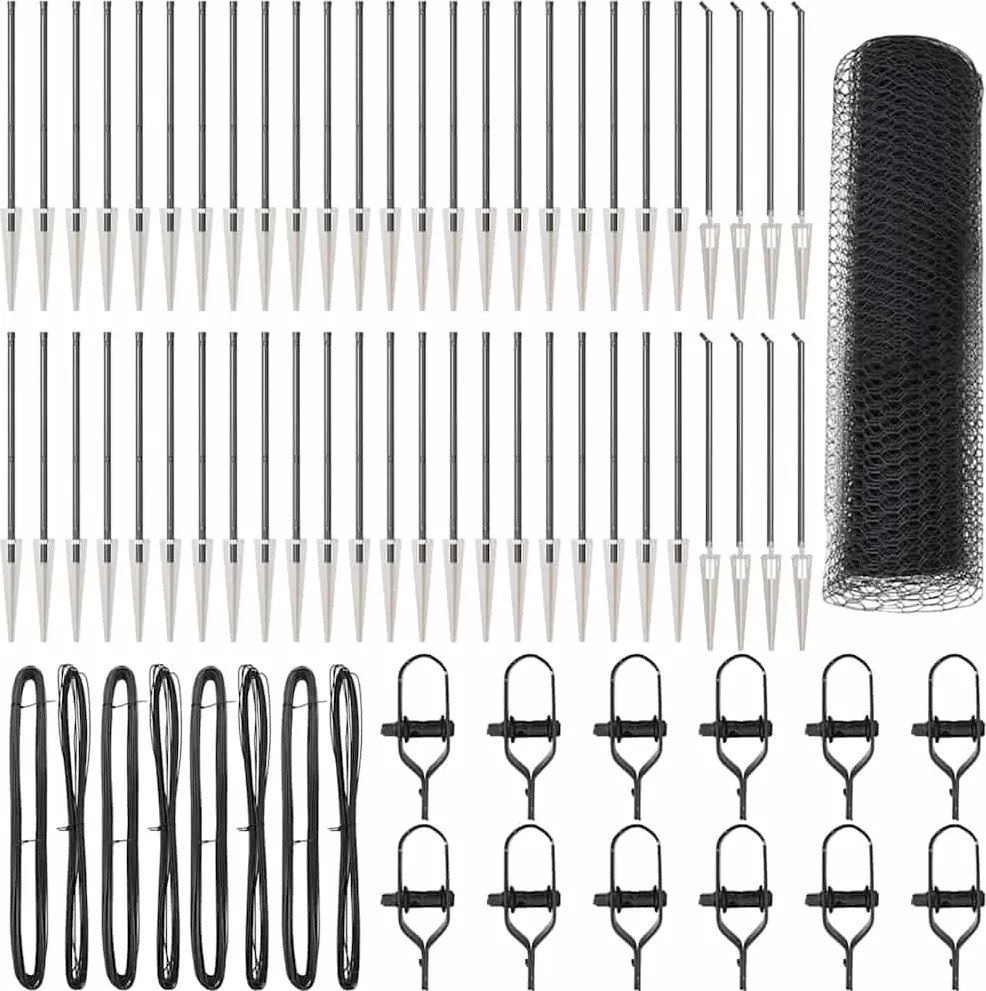 vidaXL Stâlp de gard. Gri 100 x 0,4 m (plasă de 13 mm) Oțel și PVC