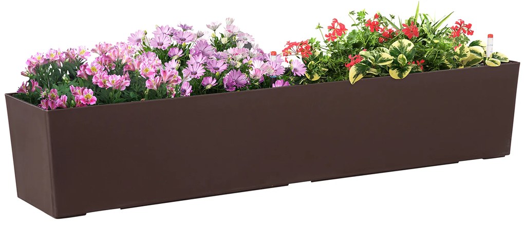Jardiniera de Balcon Outsunny cu Carlig pentru Balustrada Reglabila, Indicator Nivel Apa si Disc cu Auto-Irigare, 99x18x19cm