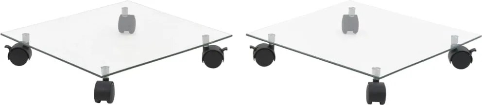 vidaXL Suport cu role de plante, 2 buc, 35x35 cm, sticlă securizată