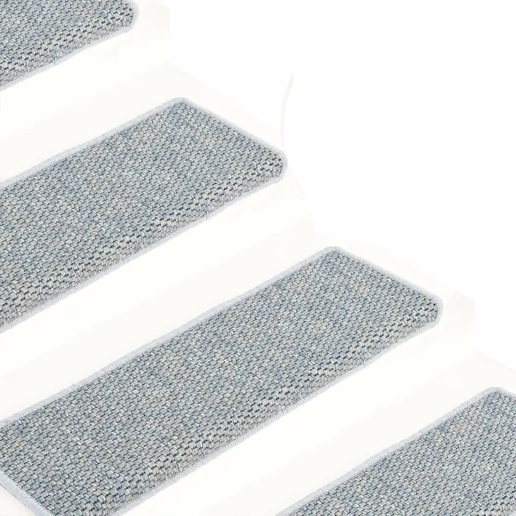 Covorase scari autoadezive, 15 buc. albastru 65x25 cm, sisal 15, Albastru, 65 x 25 cm
