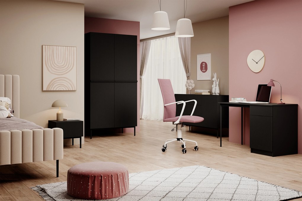 Comodă cu sertare și rafturi Nicole 150 cm - negru mat / picioare negre