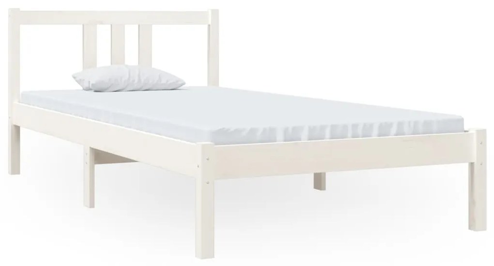 814850 vidaXL Cadru de pat single, alb, 90x190 cm, lemn masiv