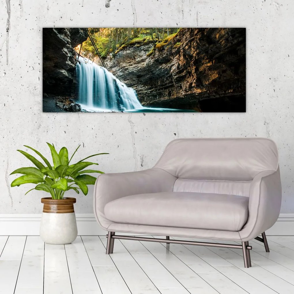 Tablou cu cascada de pădure (120x50 cm)
