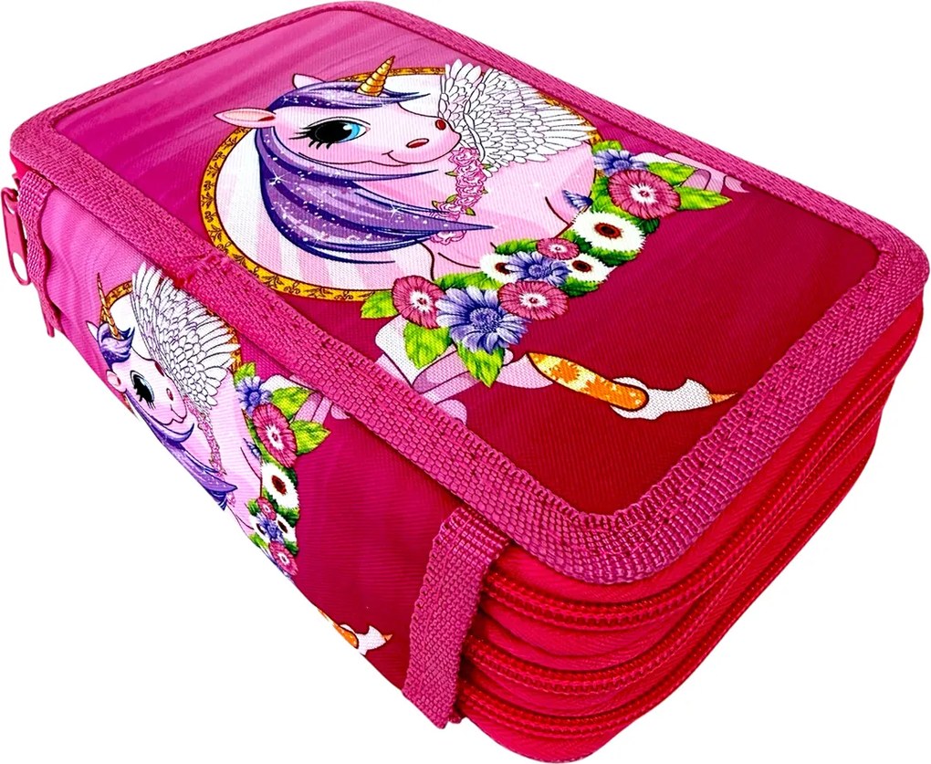 Penar complet echipat, 3 compartimente, 32 piese, pentru fete, model Unicorn, PNF06