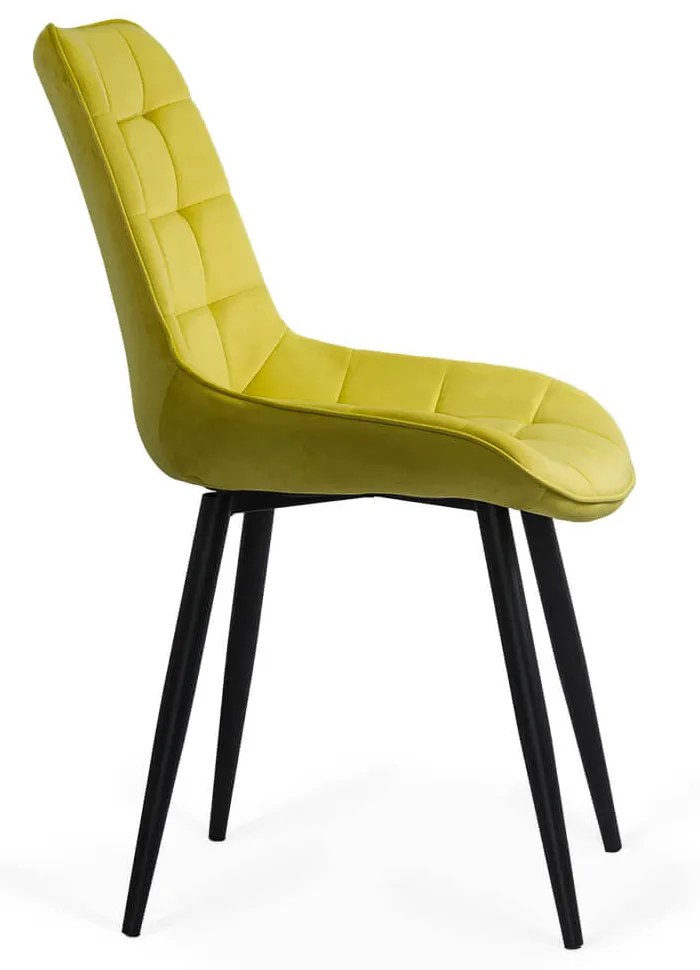 Scaun living tapițat cu catifea și cadru metalic BUC 206 galben
