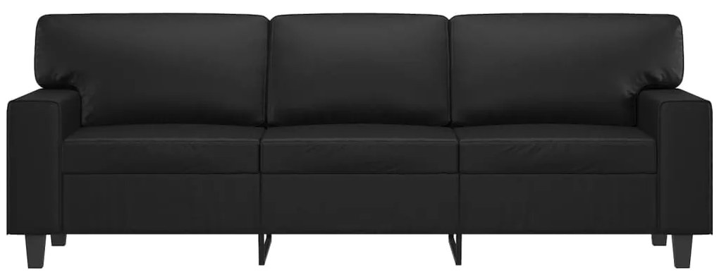 Canapea cu 3 locuri, negru, 180 cm, piele ecologica Negru, 214 x 77 x 80 cm