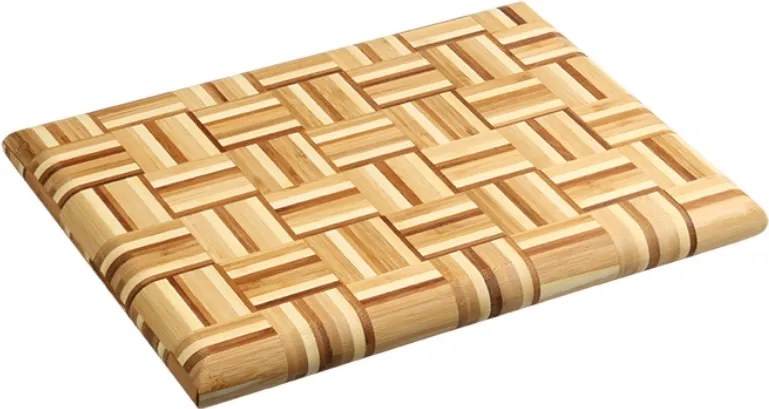 Tocator si platou de servire 2in1 Kesper 58367, 30 x 40 cm, Bambus, Suprafata care protejeaza lamele cutitelor, Maro/Mozaic