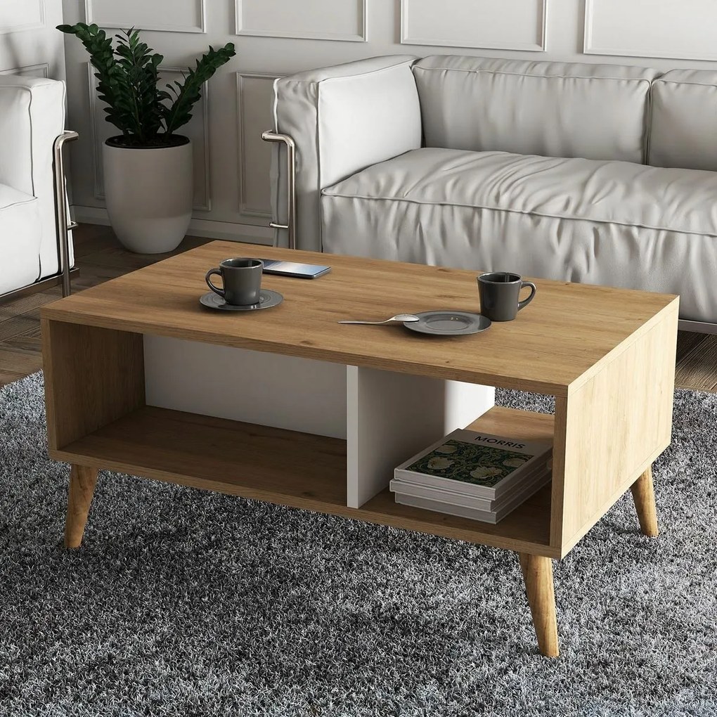 Măsuță de conferință Exxen Oak and White