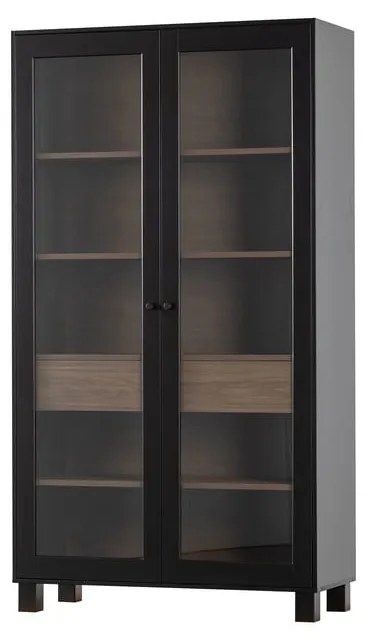 Vitrină neagră din lemn de pin 110x200 cm Goos – WOOOD