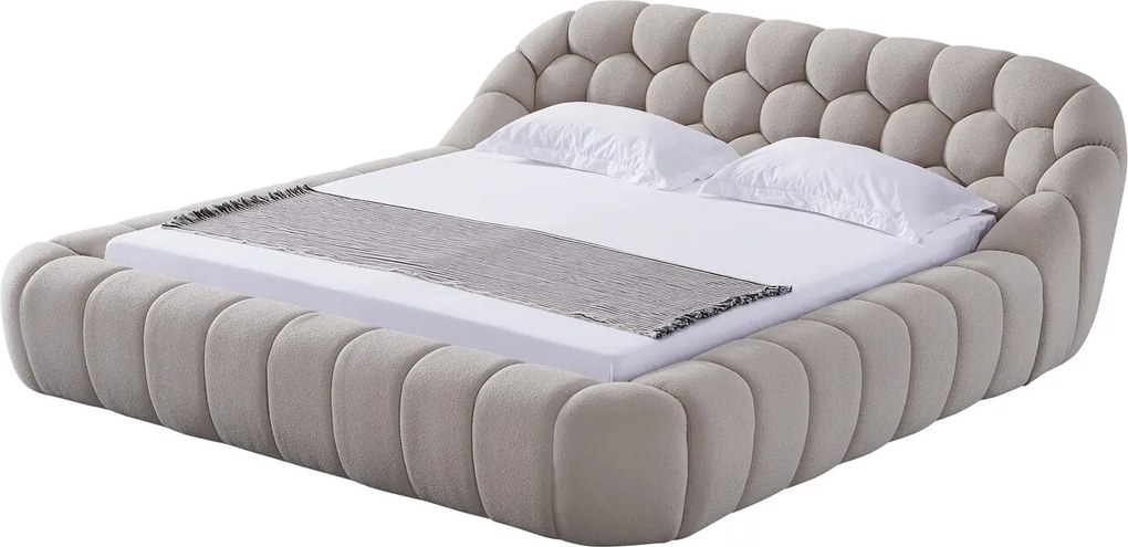 Pat dormitor dumonde, tapitat bej, Bubble 180x200 cm