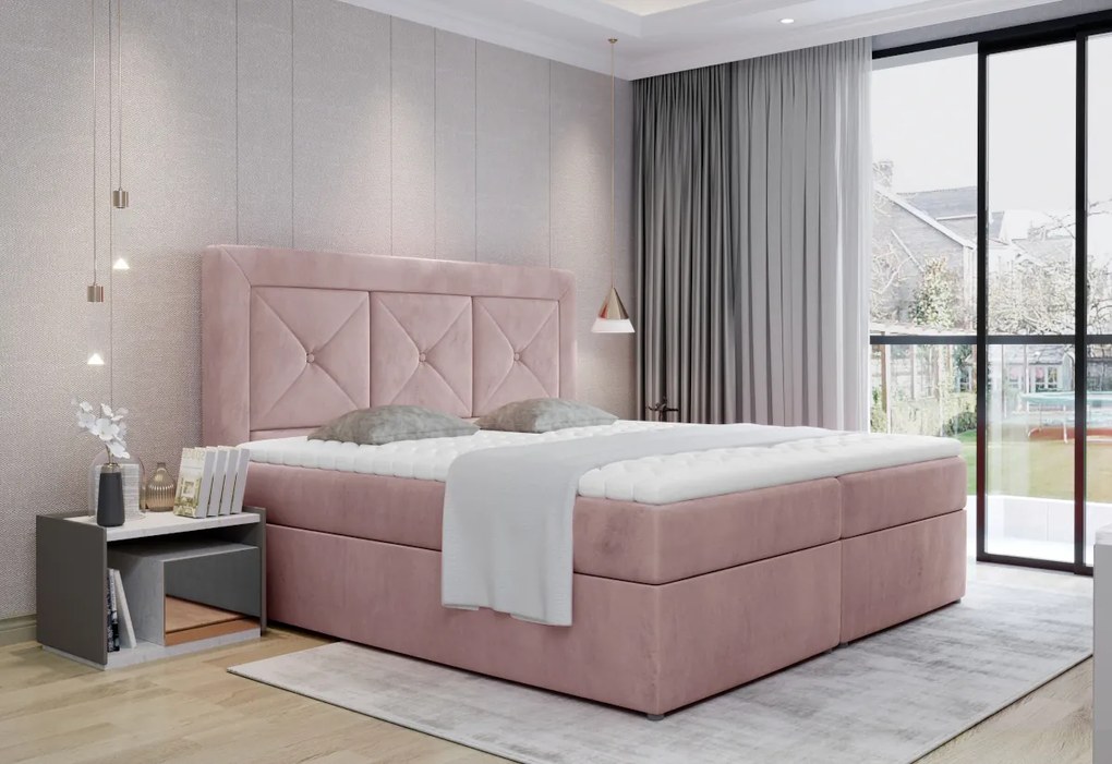 Expedo Pat tapițat boxspring FATYMA, 160x200, monolith 63
