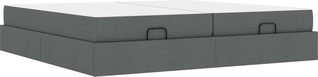 vidaXL Cadru de pat cu saltea cu saltea 2 pcs Gri Scurt țesătură
