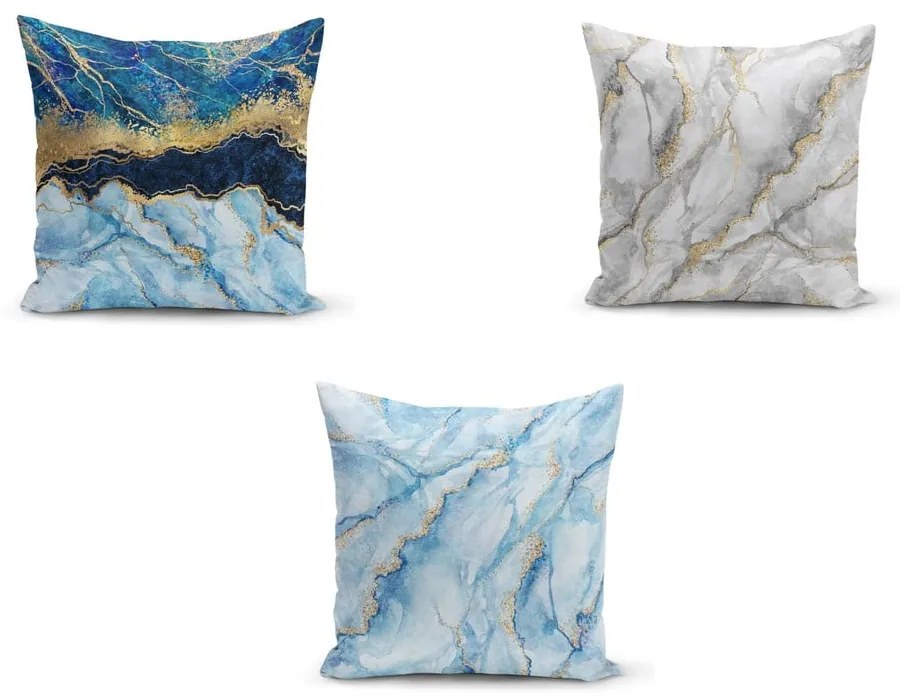 Set 3 fețe de pernă Minimalist Cushion Covers Azuro Cassie, 45 x 45 cm