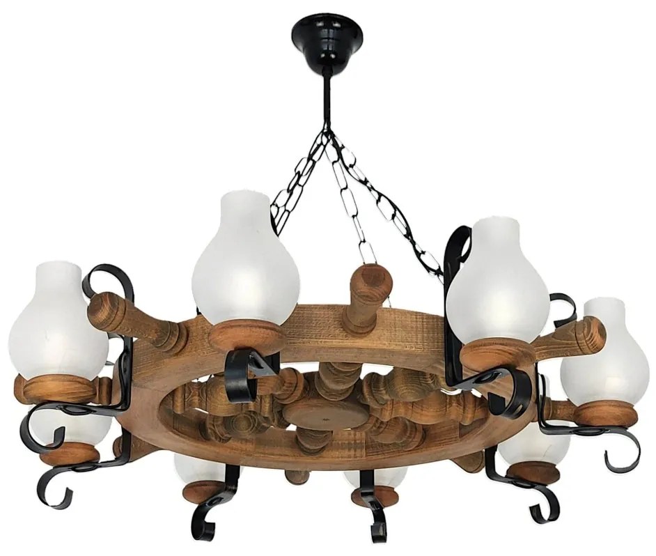 Candelabru rustic fabricat manual din lemn 8 brate Timona WOOD-TI-SP8D50