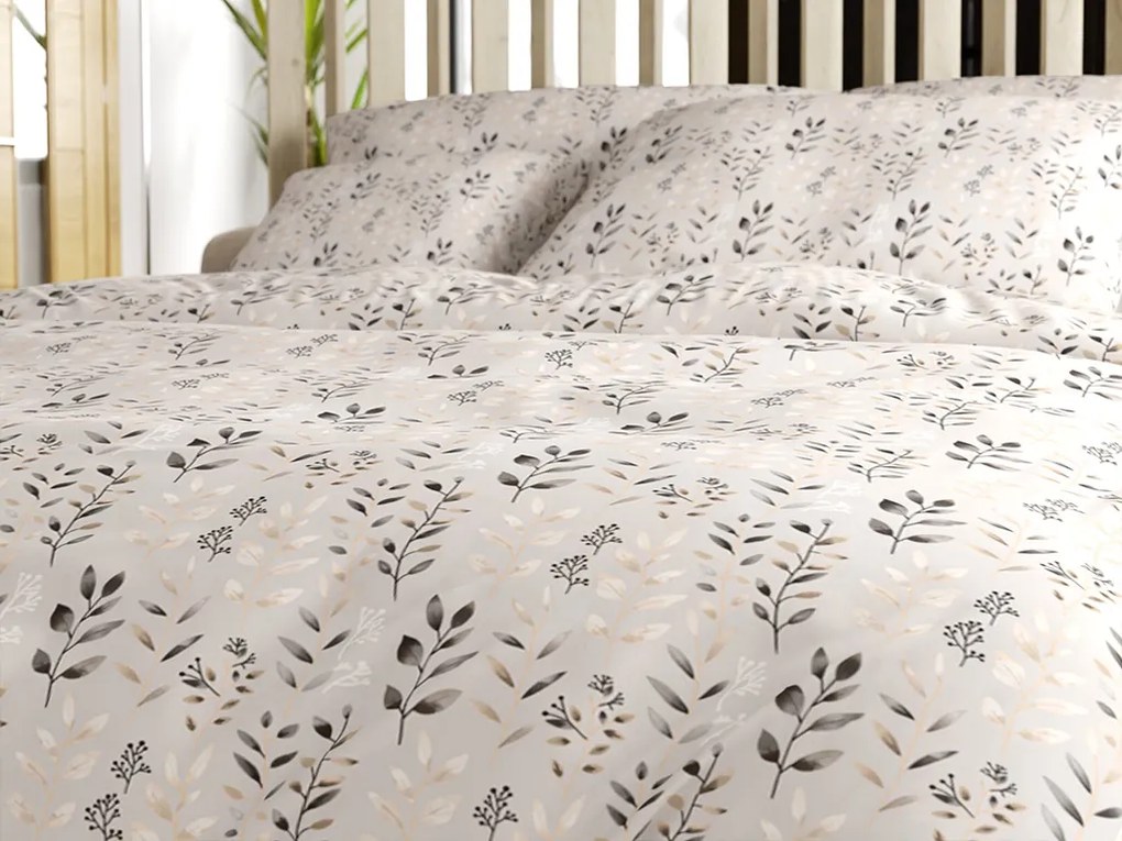 Lenjerie de pat din polibumbac SALVIA gri-maroniu Dimensiune lenjerie de pat: 70 x 90 cm | 140 x 220 cm