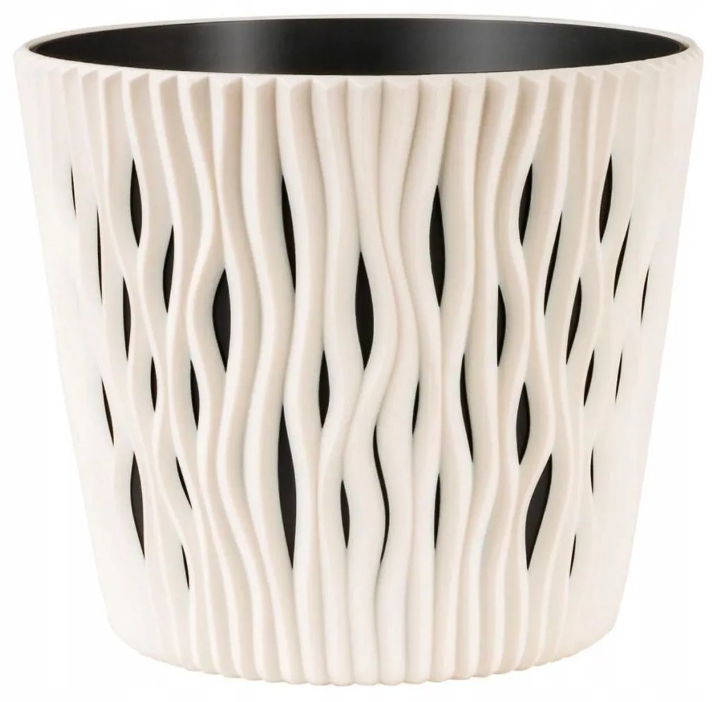 Ghiveci decorativ de flori, rotund, crem, 7.9 L, 26.2x22.2 cm, Sandy Round