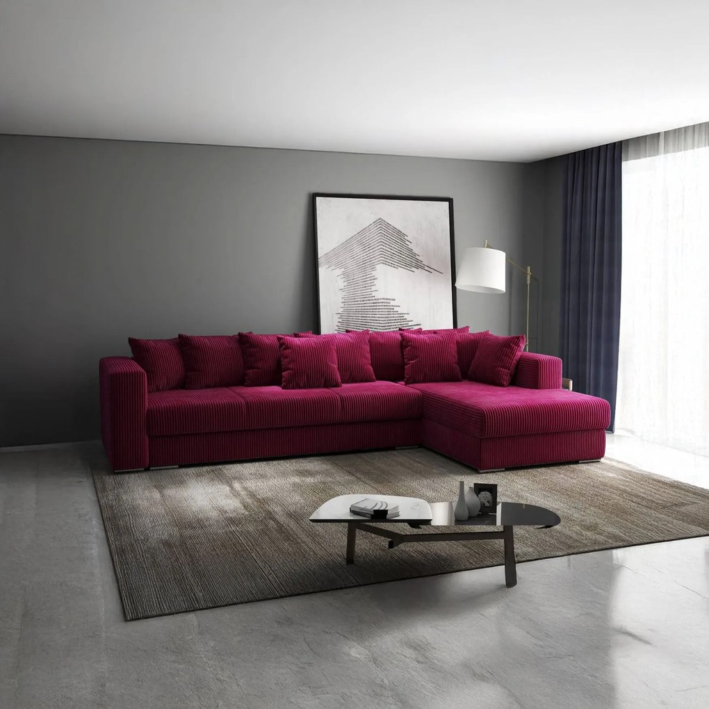 Colțar extensibil dumonde cu ladă de depozitare si sezut confortabil din spuma high-density, Gloria Zoom Red II 320x183 cm