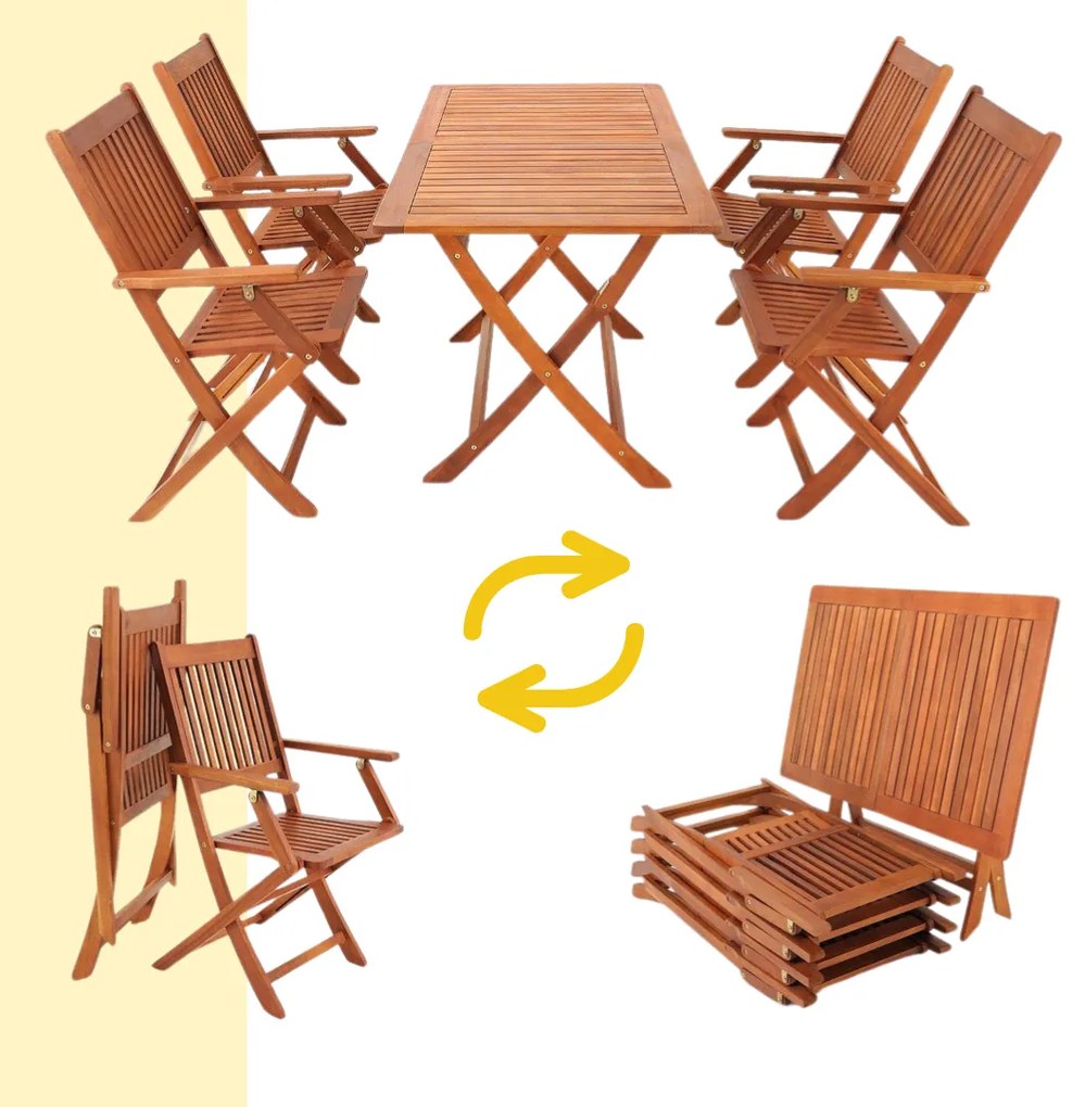 Casaria Set de mobilier SYDNEY, 5 piese, lemn natural