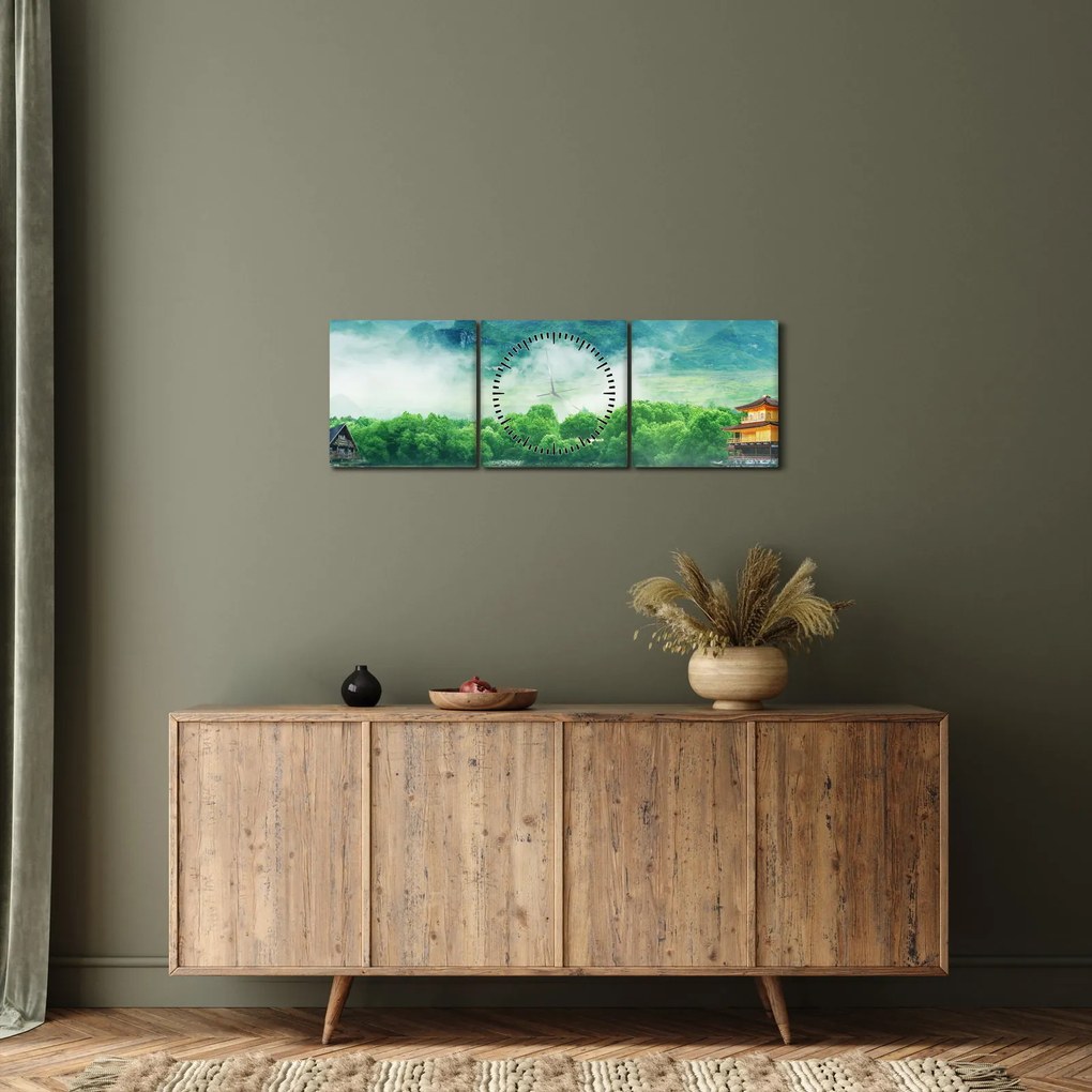 Tablou - Peisaj de vis (cu ceas) (90x30 cm)