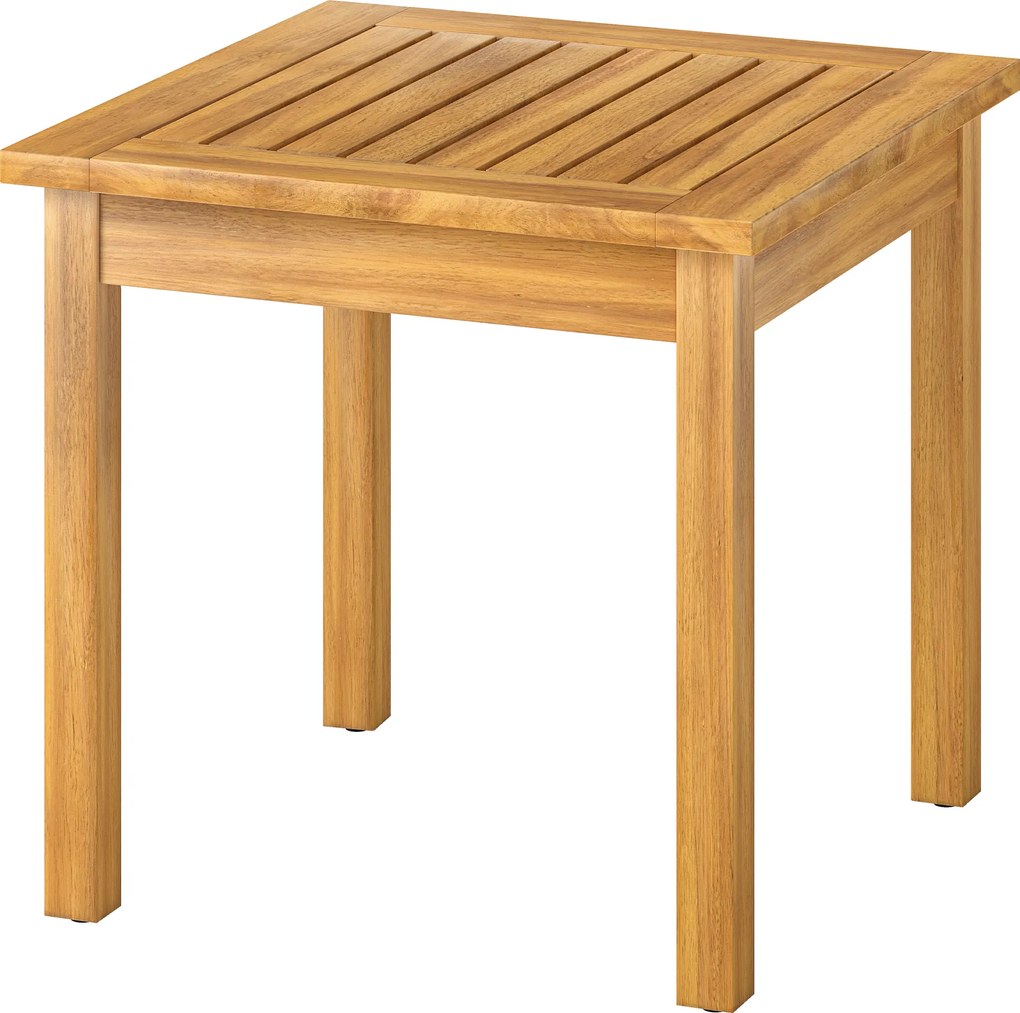 Outsunny Masă laterală 48 x 48 cm rezistentă la intemperii masă de grădină cu design cu lamele picioare reglabile, pătrată | Aosom Romania