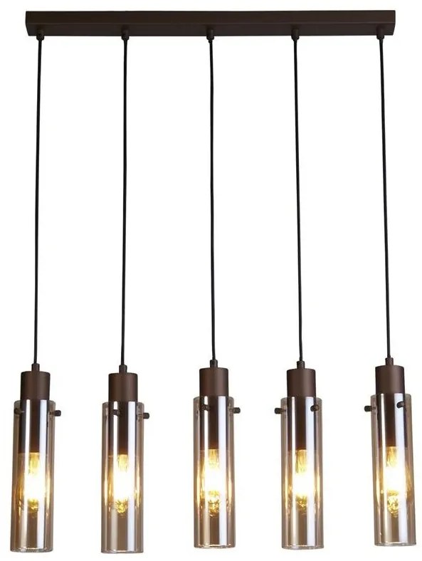 Lustra moderna cu 5 pendule Sweden II moca, chihlimbar
