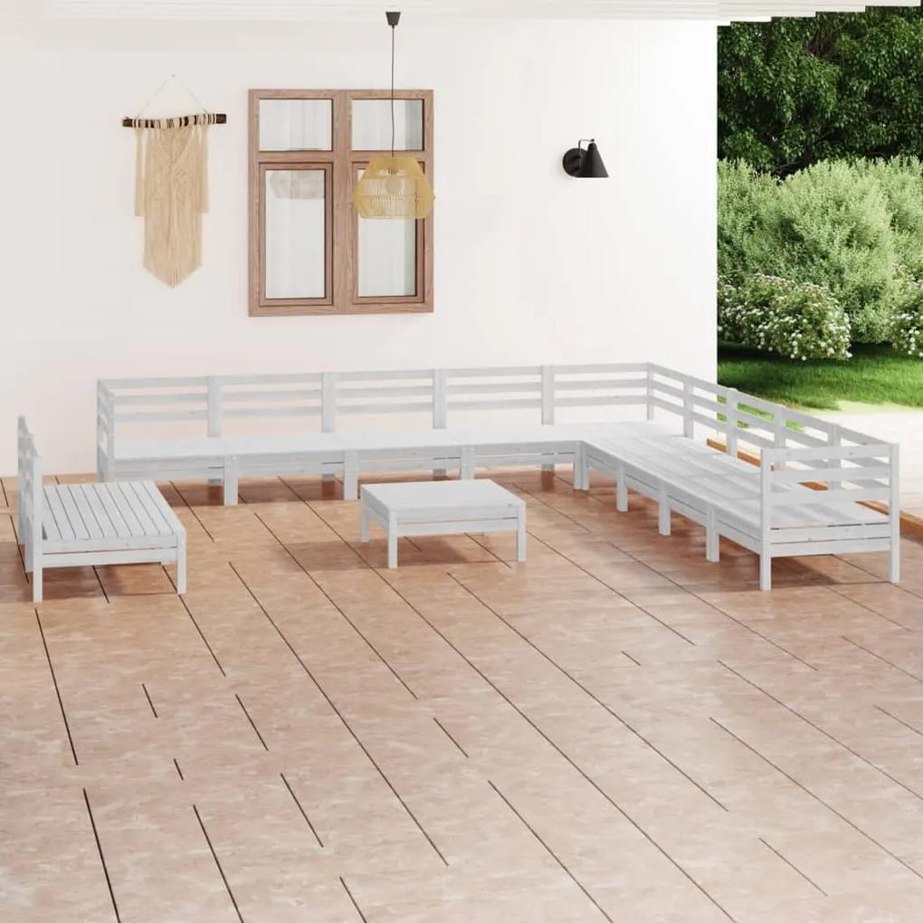 3083150 vidaXL Set mobilier de grădină, 12 piese, alb, lemn masiv de pin
