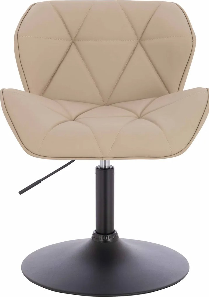 HR111N Scaun Crem Piele Ecologica Premium Soft cu Bază Neagră