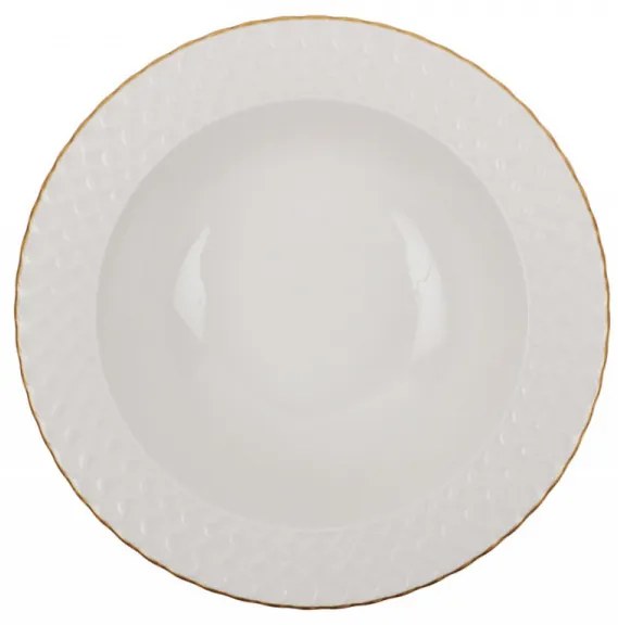 Serviciu de masa, Portelan, 24 de Piese, Culoare Alb / Auriu, 710KTP2490