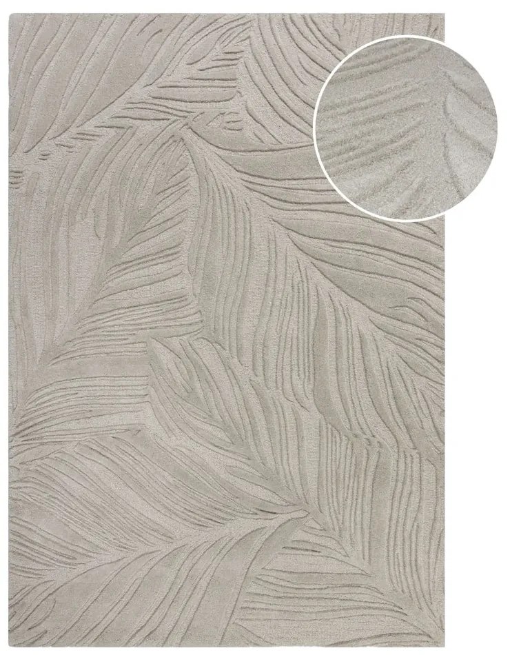 Covor din lână Flair Rugs Lino Leaf, 160 x 230 cm, gri